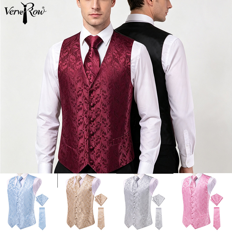Men'S Formal Wear Ties - Veste de costume jacquard florale bordeaux