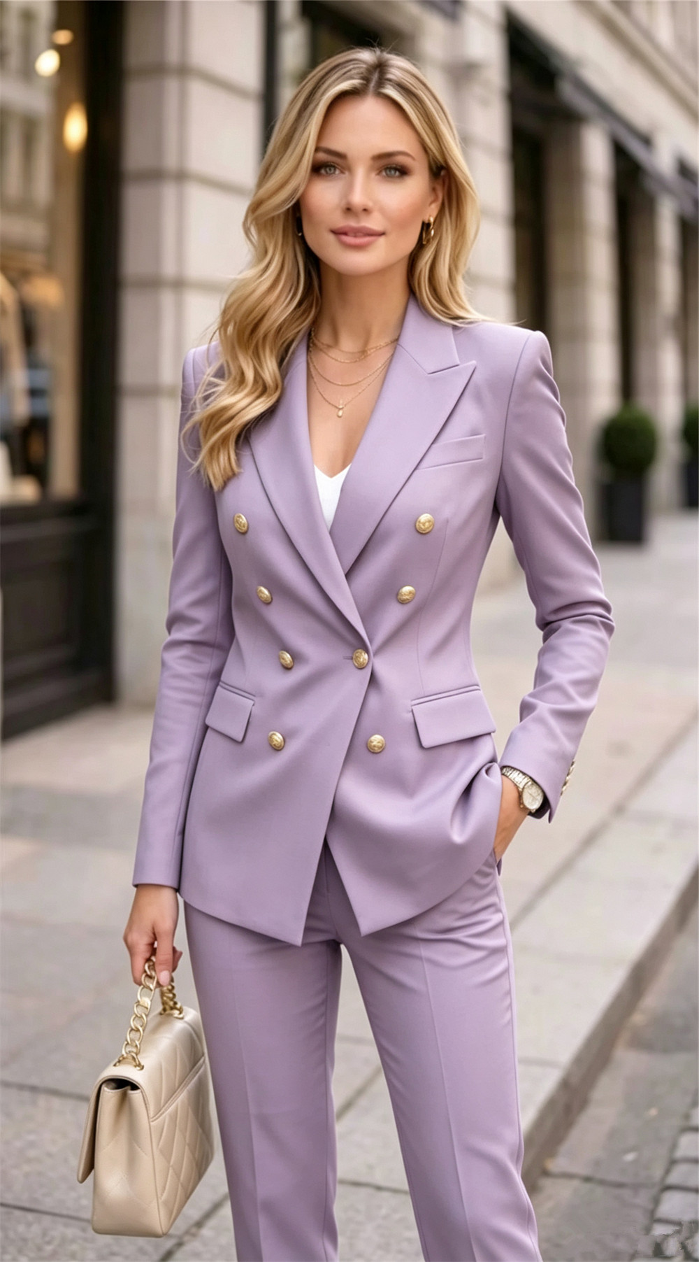 Double Breasted Blazer - Ensemble tailleur 2 pièces pour femme