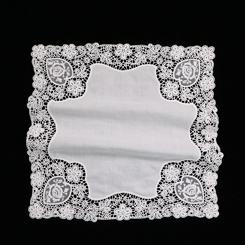 Monogrammed Handkerchief - D608 Mouchoirs en dentelle en coton