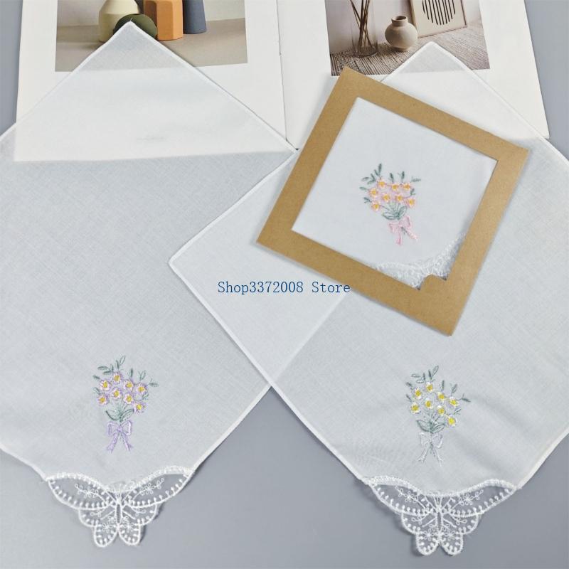 Mouchoir en coton brodé fleurs - Monogrammed Handkerchief avis et prix