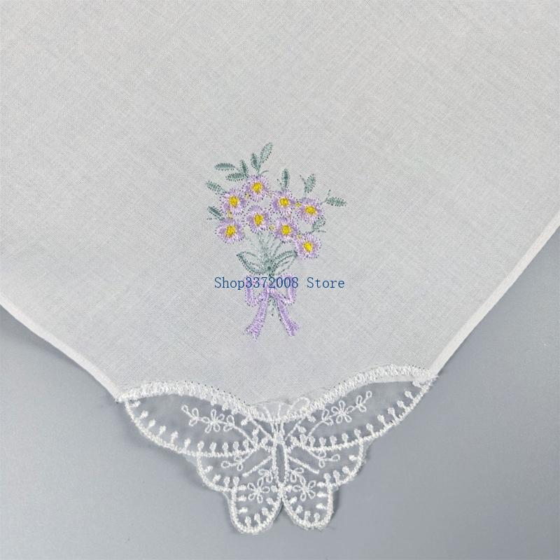 Mouchoir en coton brodé fleurs - Monogrammed Handkerchief avis et prix