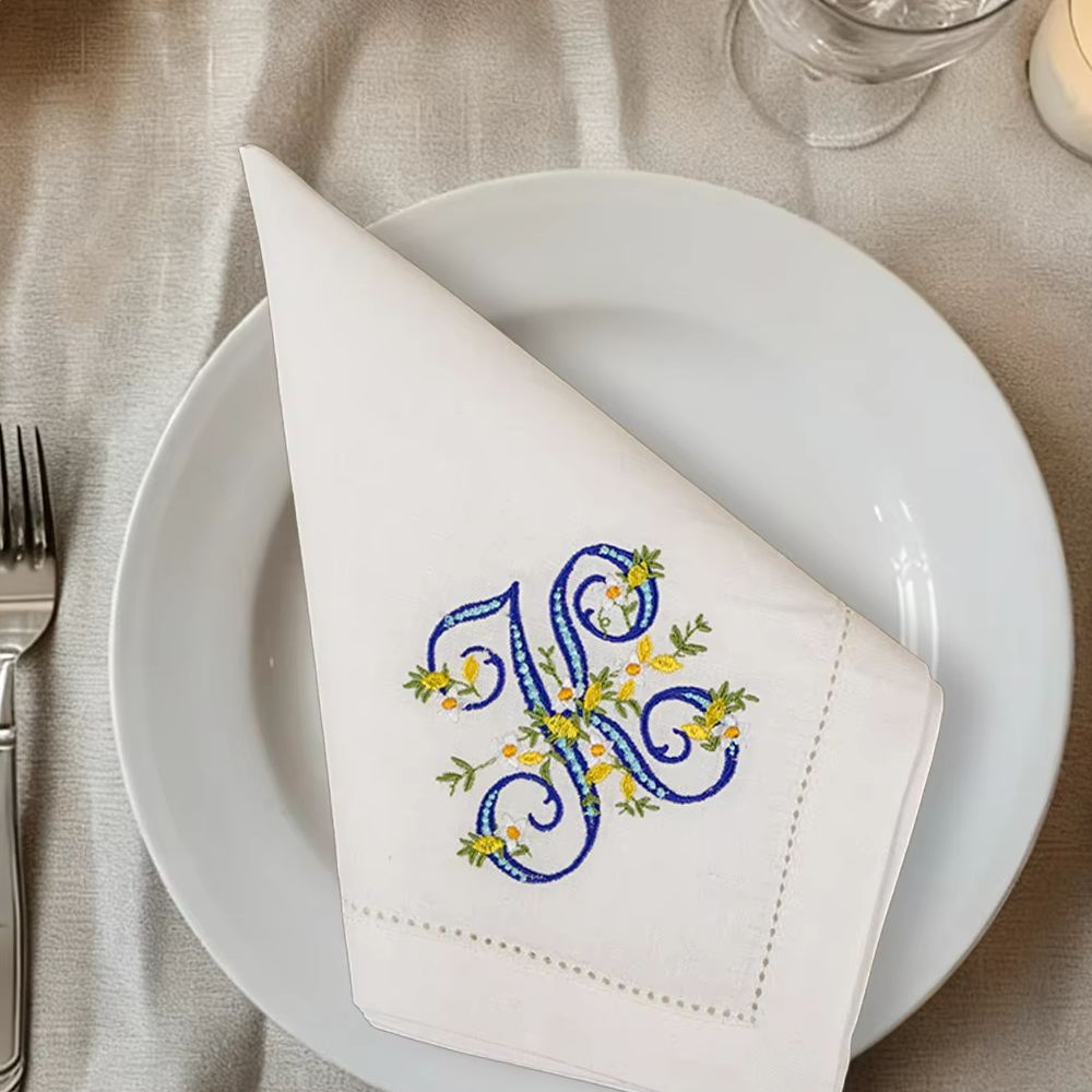 Nouveauté, serviette en lin pu - Monogrammed Handkerchief avis et prix