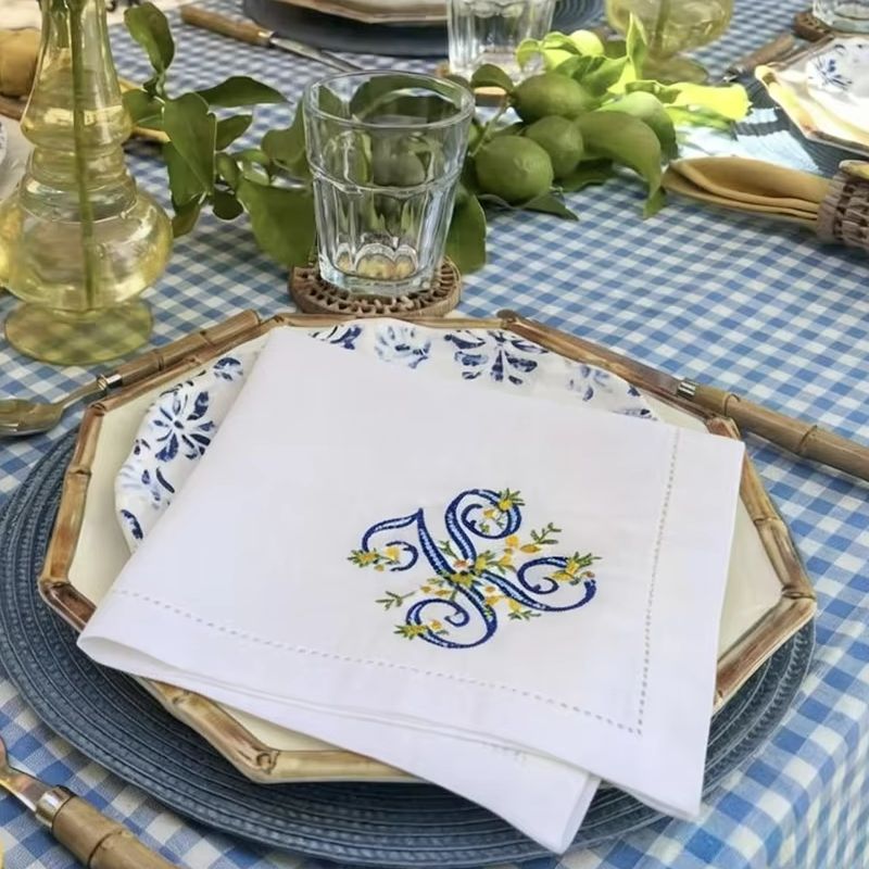 Nouveauté, serviette en lin pu - Monogrammed Handkerchief avis et prix